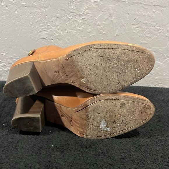 🔥🔥 COACH Waldorf Cinnamon Tan Leather Ankle Boots Booties Women Sz 10B - EUC - Picture 9 of 14